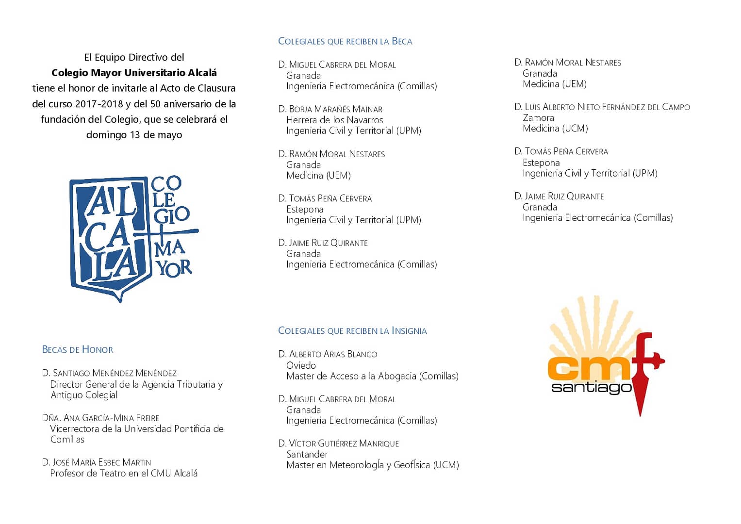 Acto de Clausura del Curso Académico 2017 - 2018 del CMU Alcalá